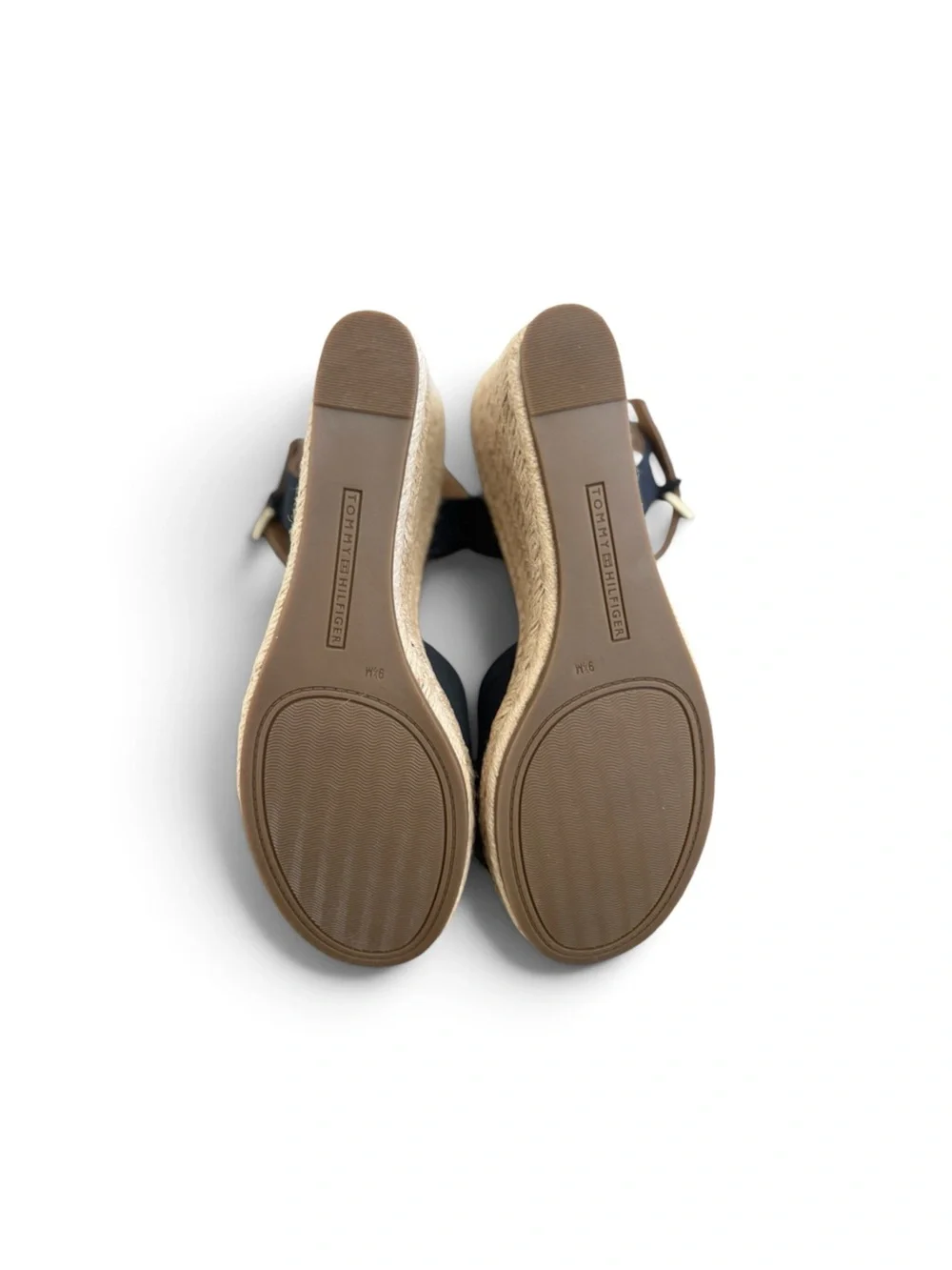 Tommy Hilfiger Navy Espadrille Wedge Sandals Ankle Strap Open Toe 9.5 NWOT
